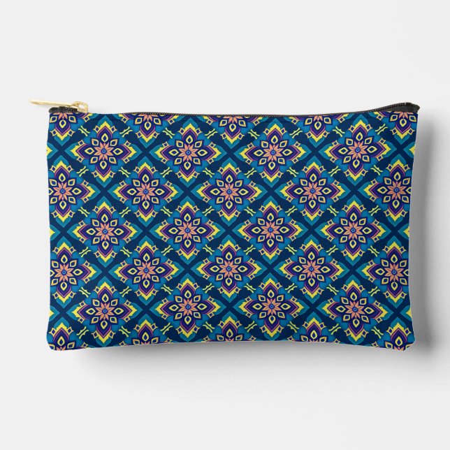 Lebhaftes geometrisches Boho-Muster Zubehörtasche (Vorderseite)