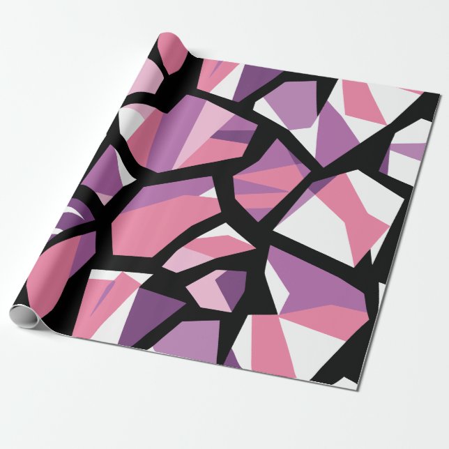 Lebhaftes geometrisches Mosaik in rosa und Lila Geschenkpapier (Ungerollt)