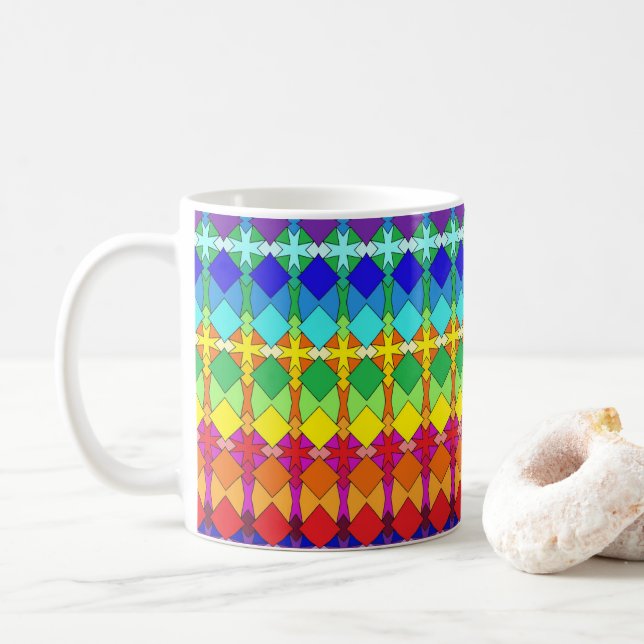 Lebhaftes geometrisches Muster Kaffeetasse (Mit Donut)