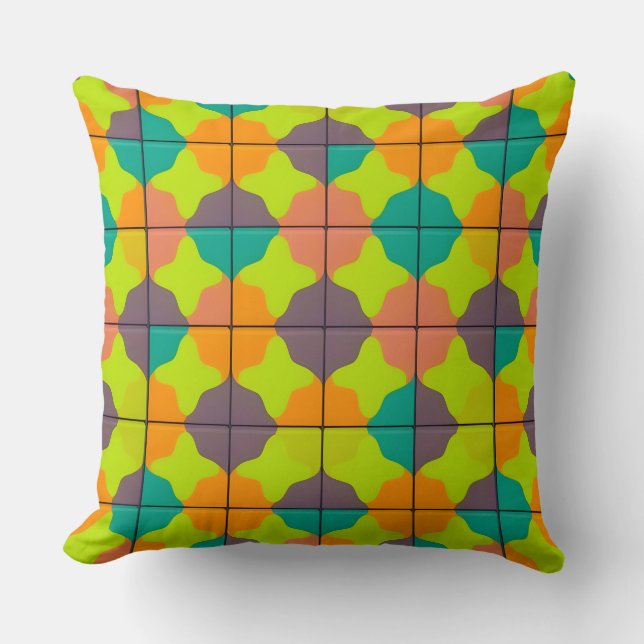 Lebhaftes geometrisches Muster Kissen (Vorderseite)