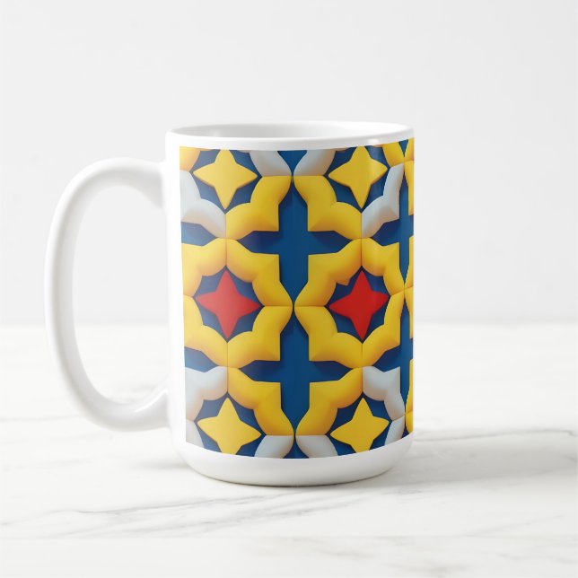 Lebhaftes geometrisches Muster mit fetten Farben Kaffeetasse (Links)