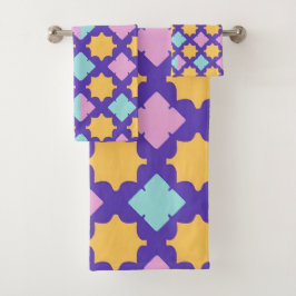Lebhaftes geometrisches Muster mit hellen Farben Badhandtuch Set