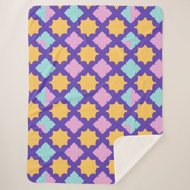 Lebhaftes geometrisches Muster mit hellen Farben Sherpadecke (Vorderseite)