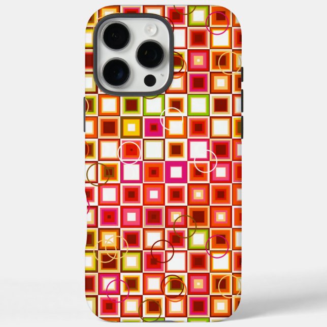Lebhaftes geometrisches Quadrat-Muster im Retro Case-Mate iPhone Hülle (Rückseite)