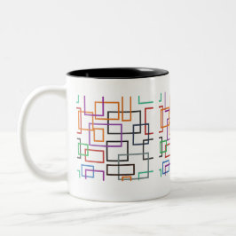 Lebhaftes geometrisches Tasse-Design mit kühnen, f Zweifarbige Tasse