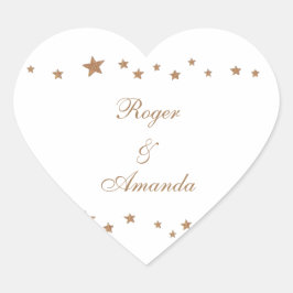 Lebhaftes Gold Stars Border Personalisiert Wedding Herz-Aufkleber