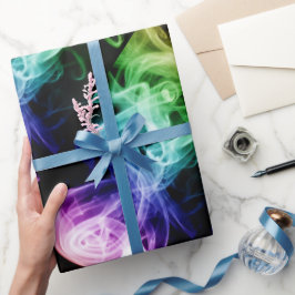 Lebhaftes Green Blue Lila Abstraktes Rauchmuster Geschenkpapier