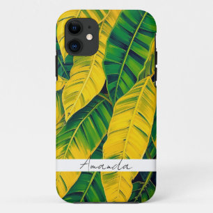 Lebhaftes Green & Yellow Banana Leaf Muster Case-Mate iPhone Hülle