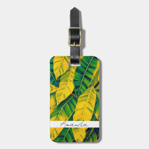 Lebhaftes Green & Yellow Banana Leaf Muster Gepäckanhänger