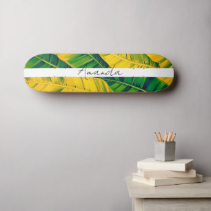 Lebhaftes Green & Yellow Banana Leaf Muster Skateboard
