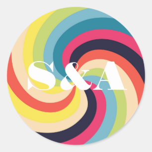 Lebhaftes Groovy Psychedelic Retro Bold Script Runder Aufkleber