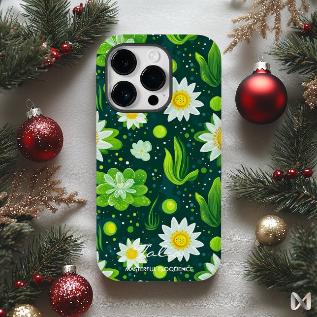 Lebhaftes grünes botanisches Design mit weißer Far Case-Mate iPhone Hülle (Von Creator hochgeladen)