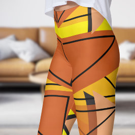 Lebhaftes, hellgelbes Mosaikmuster Leggings