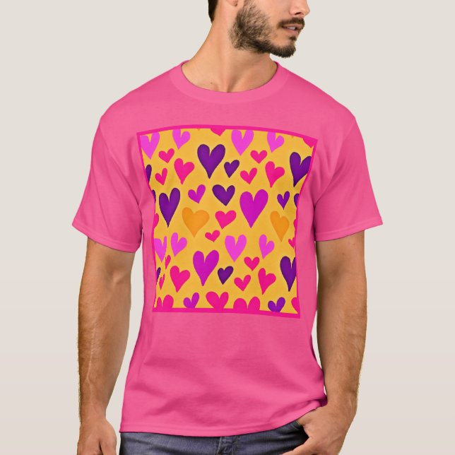 Lebhaftes Herz Bliss: Liebe Muster T-Shirt (Vorderseite)