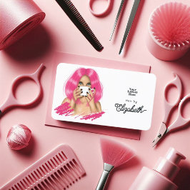 Lebhaftes Hot-Pink-Chic-Friseur Branding Visitenkarte