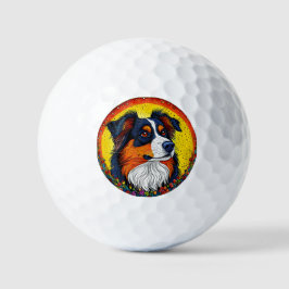 Lebhaftes Illustriertes Portrait eines Hundes Golfball
