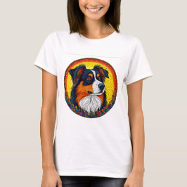 Lebhaftes Illustriertes Portrait eines Hundes T-Shirt