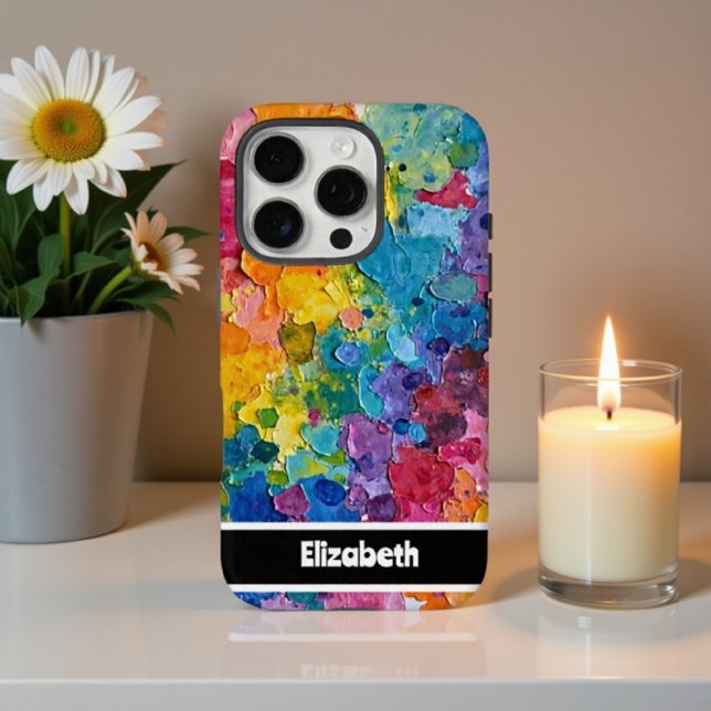 Lebhaftes Impasto Abstrakt Geometric Smartphone Case-Mate iPhone Hülle (Von Creator hochgeladen)