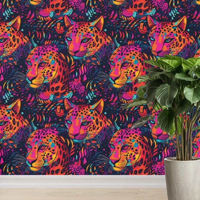 Lebhaftes Jungle Leopard Muster Tapete (Bold wallpaper to add pizazz to a child's playroom, teen or kid's bedroom, dorm room, or art room!)