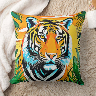 Lebhaftes Jungle Tiger Art Design Kissen