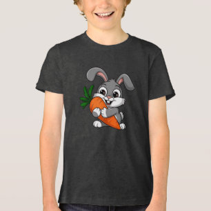 Lebhaftes Kaninchen mit großer Karotte Tri-Blend Shirt