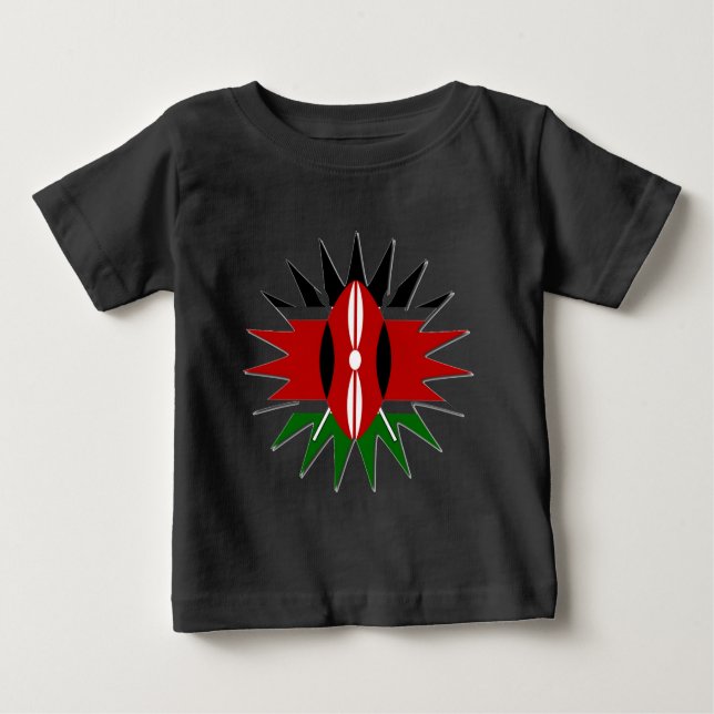 Lebhaftes kenianisches Flaggenmuster: Eine 18-Ster Baby T-shirt (Vorderseite)
