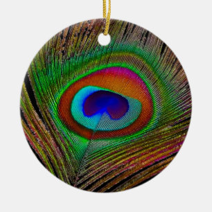 Lebhaftes Kupfer Peacock Feather Keramik Ornament