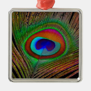 Lebhaftes Kupfer Peacock Feather Ornament Aus Metall