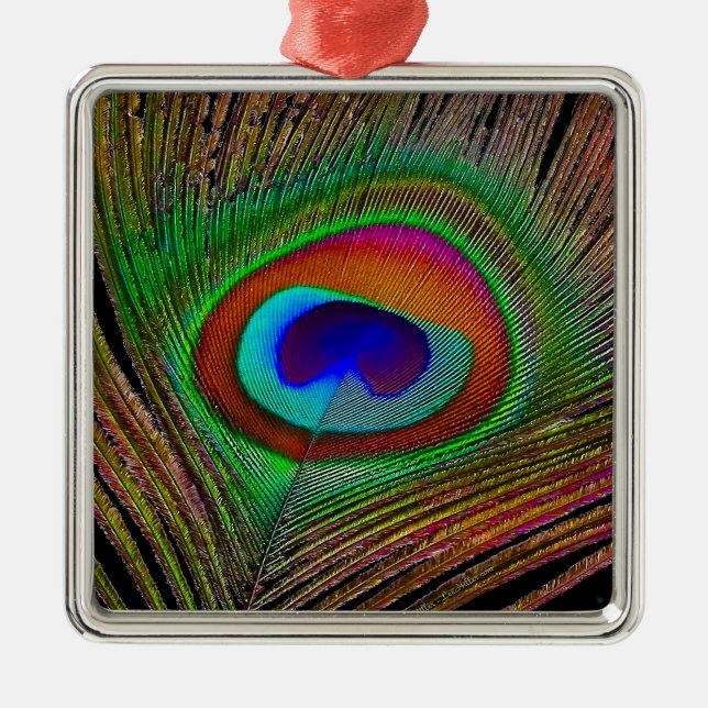 Lebhaftes Kupfer Peacock Feather Ornament Aus Metall (Vorne)