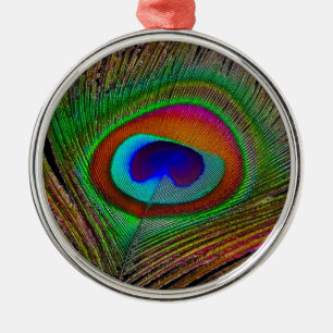 Lebhaftes Kupfer Peacock Feather Silbernes Ornament