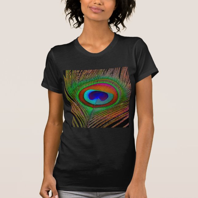Lebhaftes Kupfer Peacock Feather T-Shirt (Vorderseite)