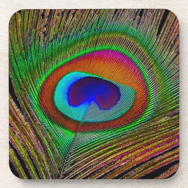 Lebhaftes Kupfer Peacock Feather Untersetzer (Vorderseite)