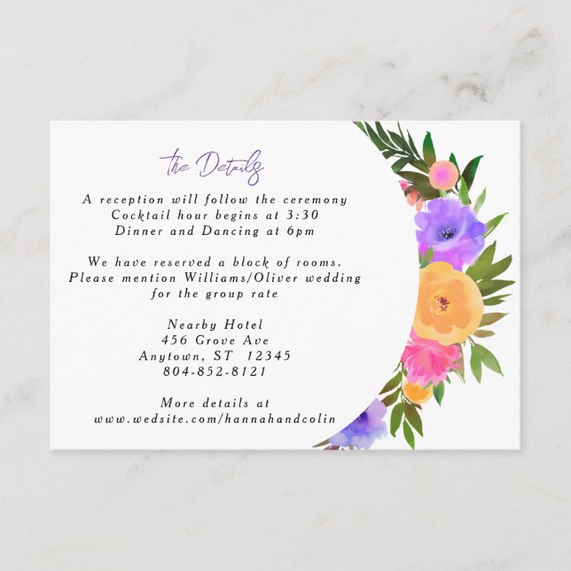 Lebhaftes Lässiges Magenta Violet Gelb Begleitkarte (Vorderseite)