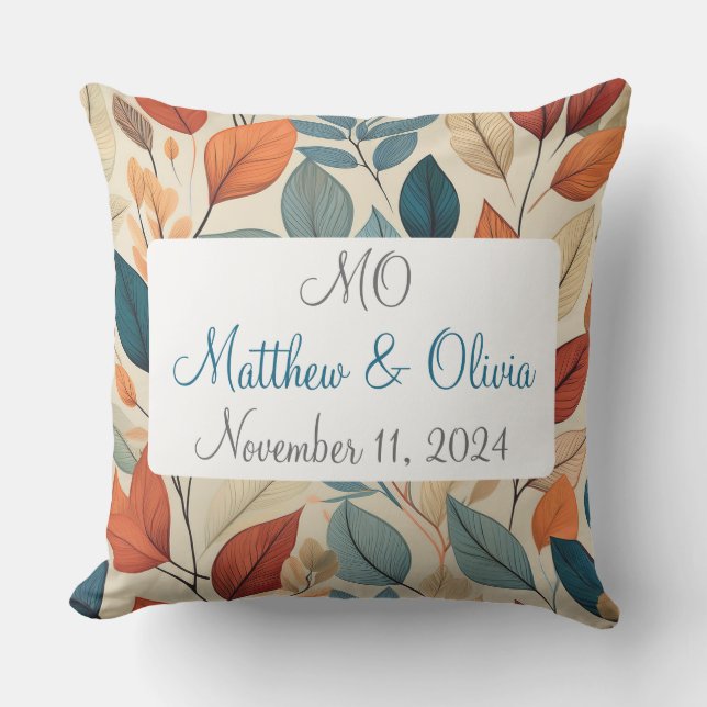 Lebhaftes Leaf-Muster Hochzeitsgeschenk Kissen (Vorderseite)