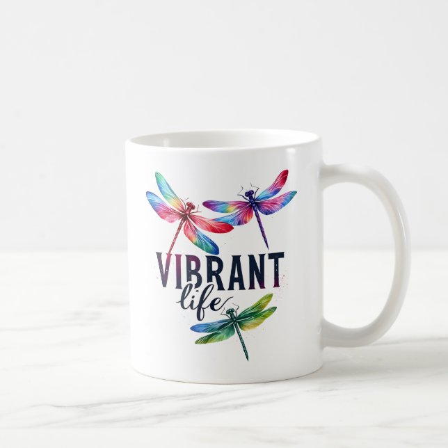 Lebhaftes Leben - Künstlerische Libelle Kaffeetasse (Rechts)