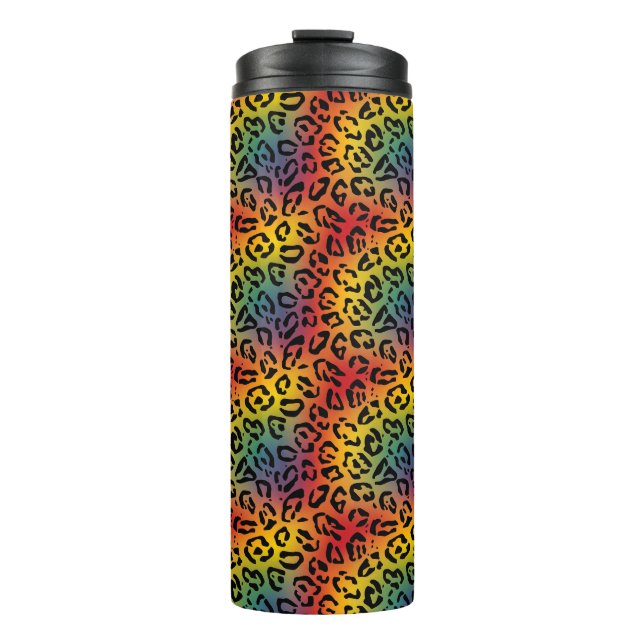 Lebhaftes Leopard-Druckmuster Thermosbecher (Vorderseite)