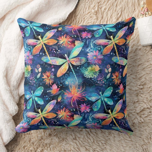 Lebhaftes Libellenmuster Kissen (Decke)