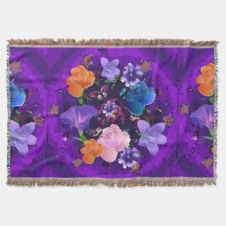 Lebhaftes Lila Abstraktes Blumengeflecht Decke