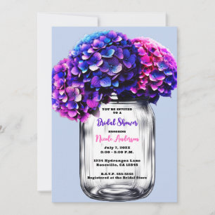 Lebhaftes Lila Blue Pink Hydrangeas-Brautparty Einladung