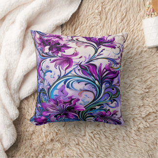 Lebhaftes Lila Blumendesign auf elegantem Hintergr Kissen