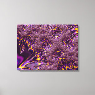 Lebhaftes, Lila Gelbes Groovy Fraktal Art Leinwanddruck