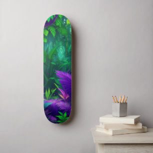 Lebhaftes Lila tropisches Dschungelblatt Skateboard