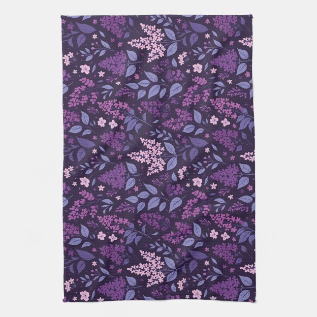 Lebhaftes Lilac Floral Muster Geschirrtuch (Vertikal)