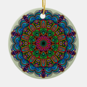 Lebhaftes Mandala Floral- und geometrisches Muster Keramik Ornament