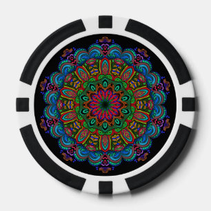 Lebhaftes Mandala Floral- und geometrisches Muster Pokerchips