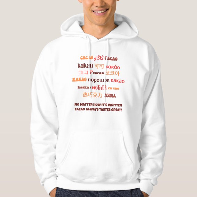 Lebhaftes mehrsprachiges CACAO Hoodie (Vorderseite)