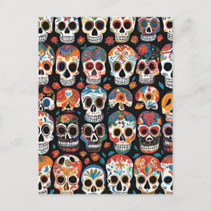 Lebhaftes mexikanisches Folk Art Skull Design Postkarte