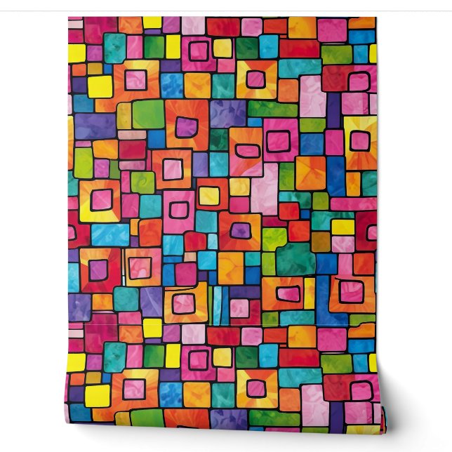 Lebhaftes Mosaikmuster aus Glas Tapete (Abrollen)
