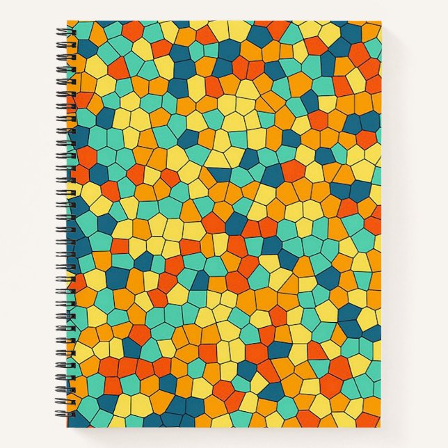 Lebhaftes Mosaikmuster Notizbuch (Vorderseite)