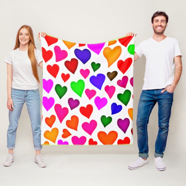 Lebhaftes Multicolor Herzmuster Fleecedecke (Beispiel)